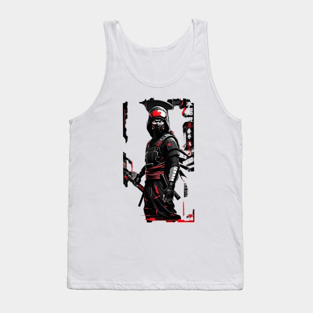 Japanese Ninja - Cyber Style Tank Top by pibstudio. 